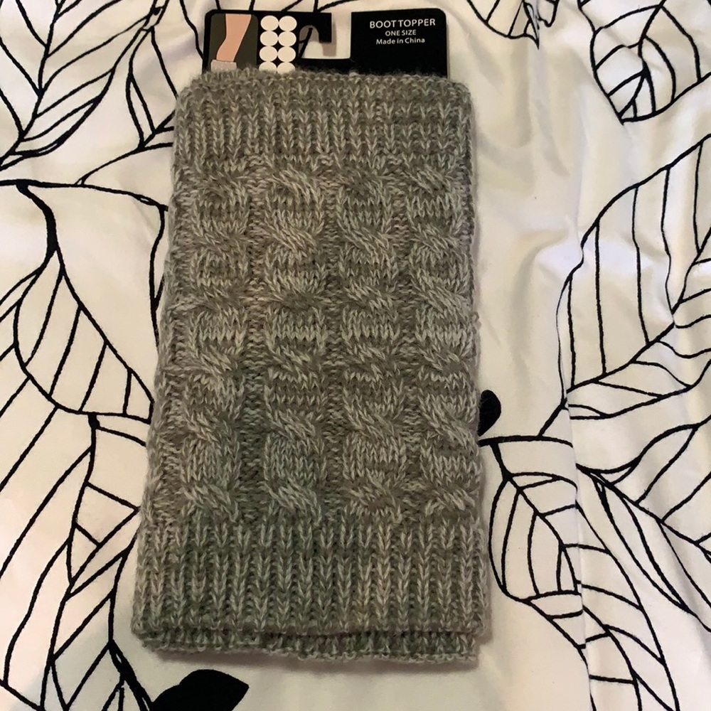 Target brand grey and white boot toppers